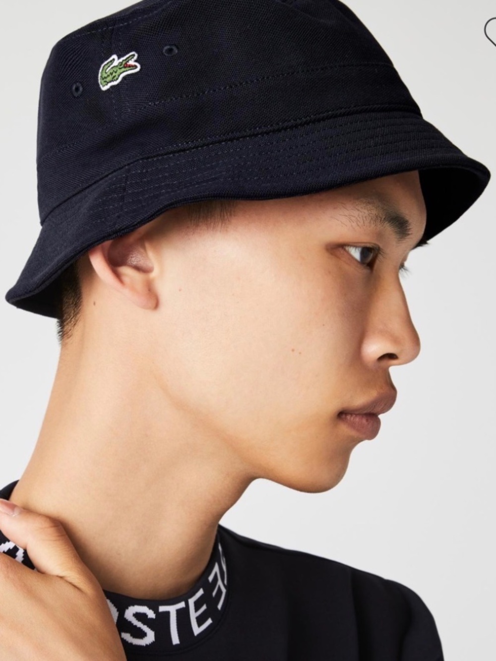 NWT Lacoste cotton panama bucket hat unisex dark navy XS/S